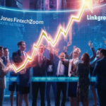 An illustration of the Dow Jones and FintechZoom logos merging, symbolizing their collaboration to revolutionize financial markets with technology.